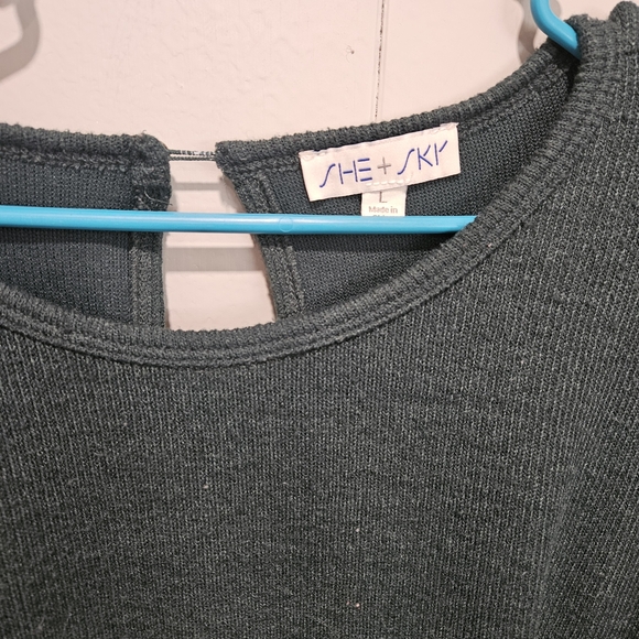 She + Sky Green Crew Neck Romper - Picture 2 of 4